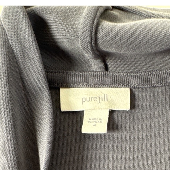 Pure Jill Women's Fall Cardigan Grey Open Front Draped Woven Jacket, Size M‎ EUC - Picture 7 of 10